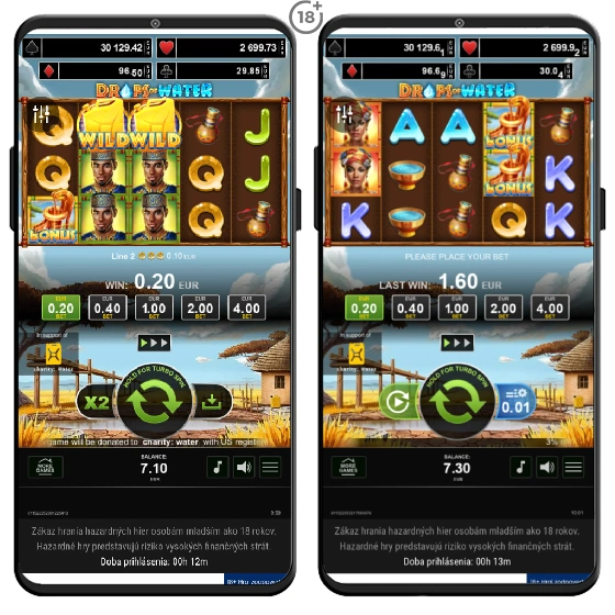 Špeciálne symboly Wild a Scatter v automate Drops of Water