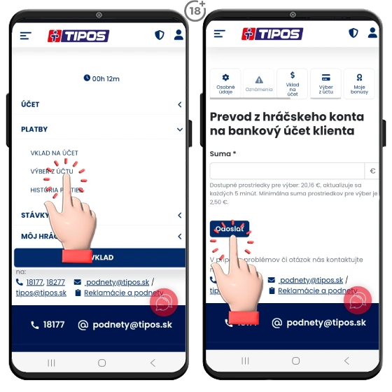 Návod ako vyberiete peniaze v Tipos kasíne.