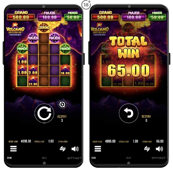 Výhra v hre Volcano Explosive