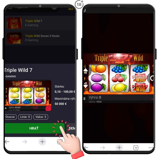 Wild symbol v automate Triple Wilde.