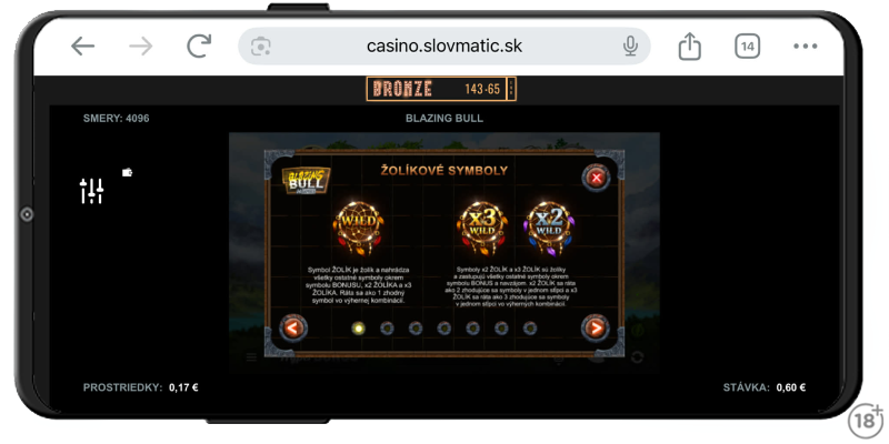 Wild symboly v hre Blazing Bull.