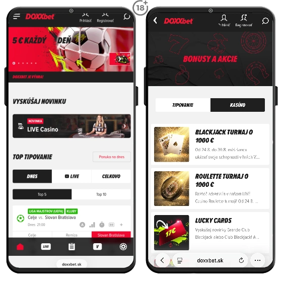 doxxbet mobilná stránka