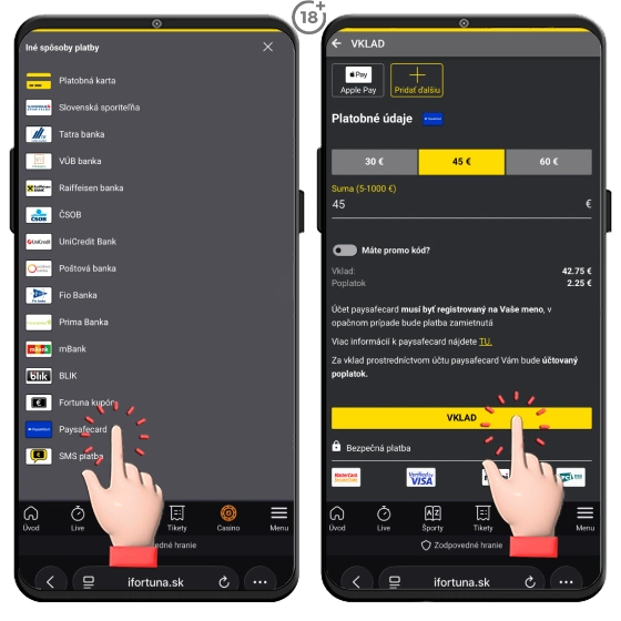 Navo, ako si dobiť konto vo Fortune cez Paysafecard