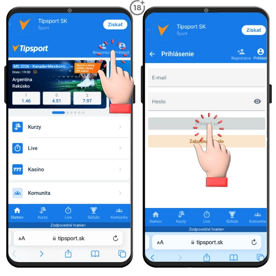 Tipsport prihlásenie – mobilná aplikácia a mobil