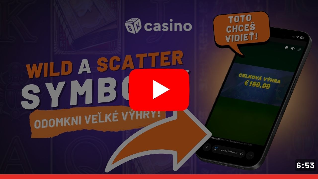 V našom videu na YouTube vám na praktických príkladoch vysvetlíme, čo je to wild a scatter symbol v online automatoch.