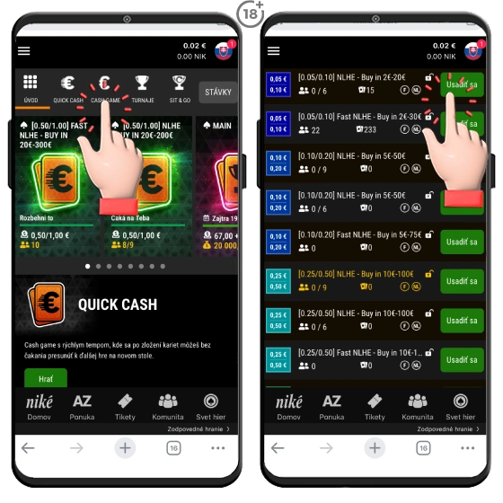 Takto jedoducho si viete spustiť Cash game v Niké kasíne.