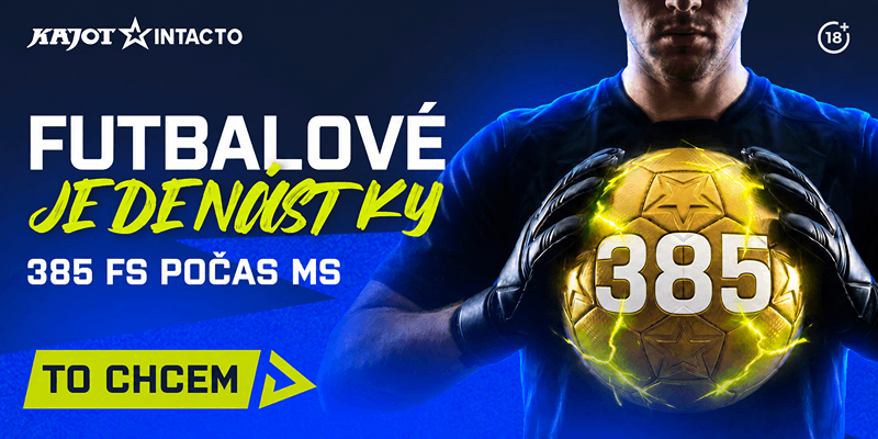 Kajot Intacto futbalove jedenástky - 385 spinov počas MS vo futbale.