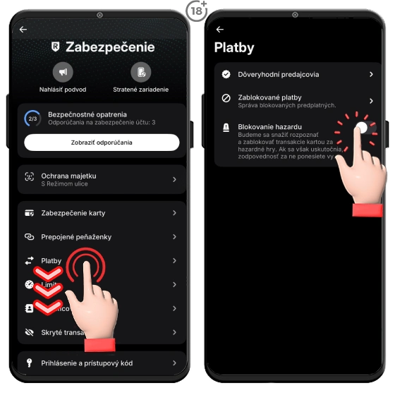 Blokátory hazardu v aplikácii Revolut