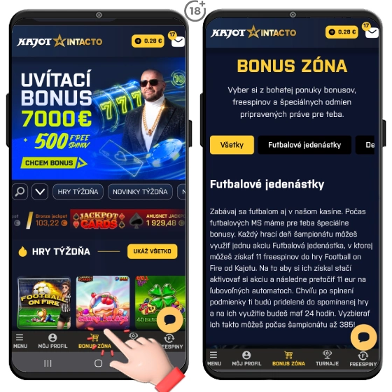 V Bonus zóne kasína Kajot Intacto nájdete vždy aktuálne promo akcie.