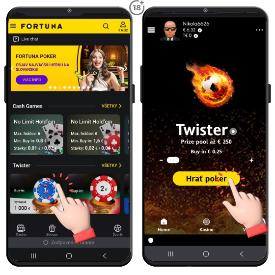 Zahrajte si Twister poker vo Fortune.