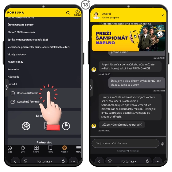 live chat kasína Fortuna