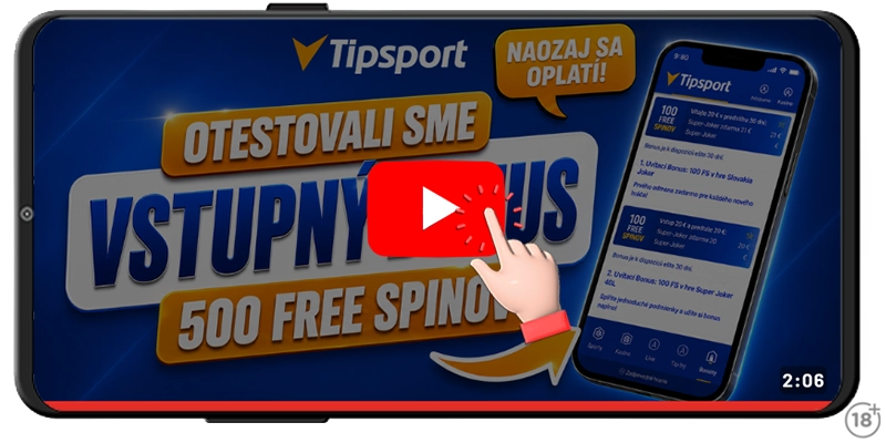 500 free spinov od Tipsportu vo videu